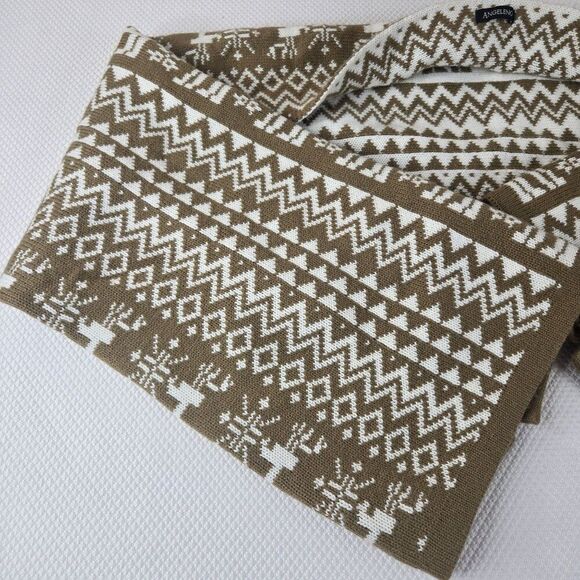 Angeleno Reindeer Pattern Knit Sweater Wrap Shawl Button Arms Fair Isle - Picture 4 of 6